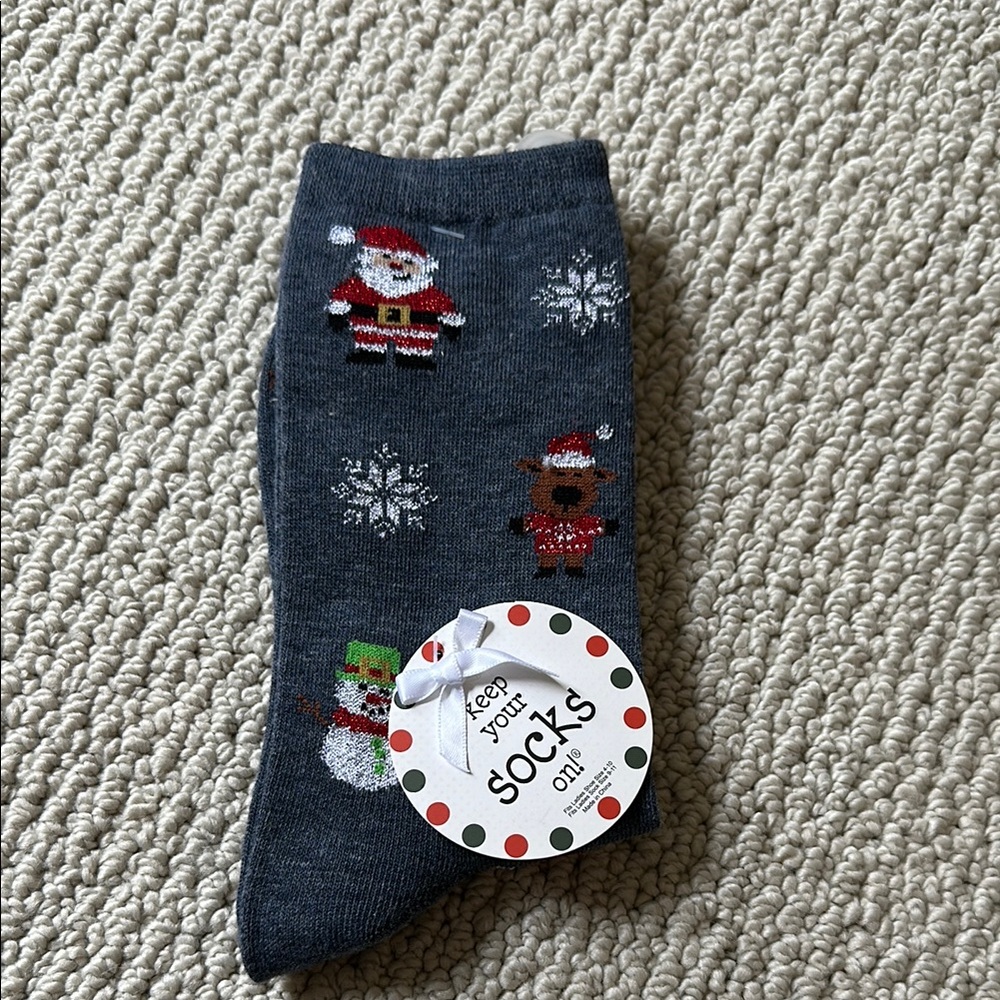 Festive Blue Holiday Socks
